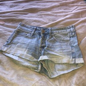 Hollister high waisted light wash jean shorts